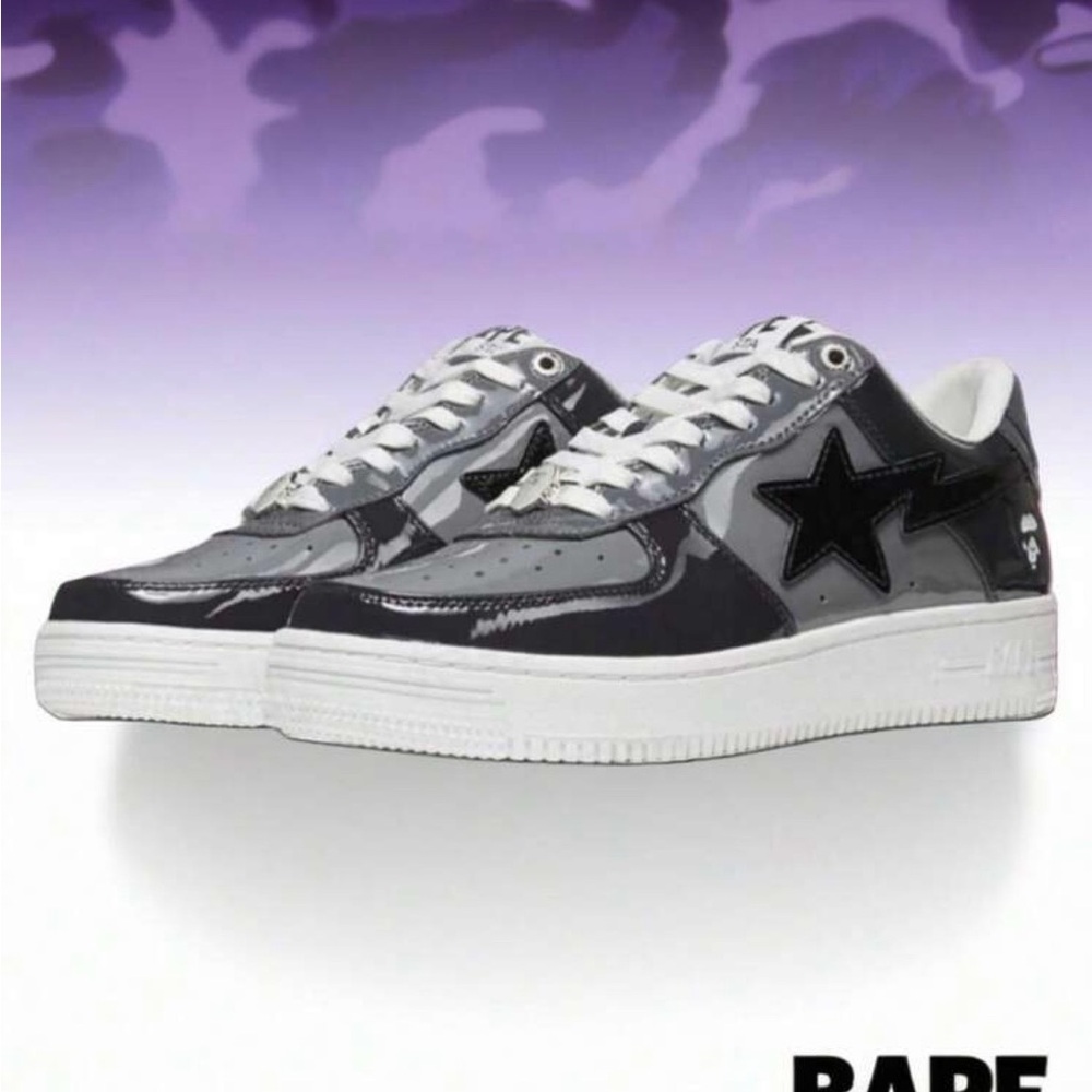 Bape Black and Gray Star Sneakers